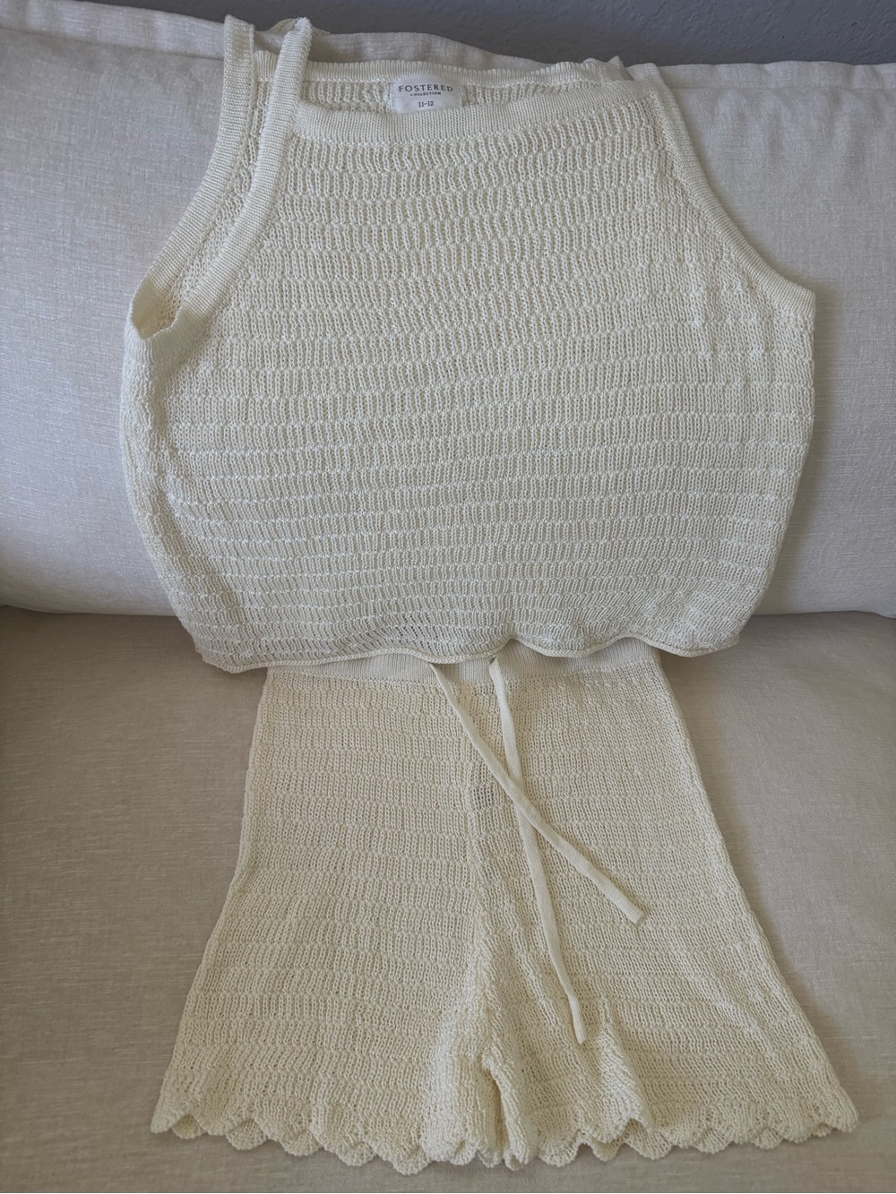 Fostered Cream Knit Tank Top and Shorts Set - Kids